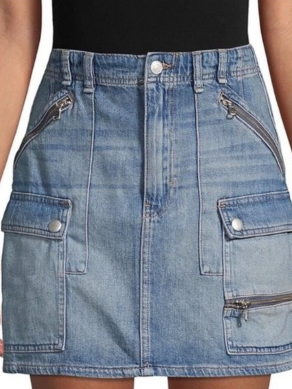 Free People we the free cargo denim skirt